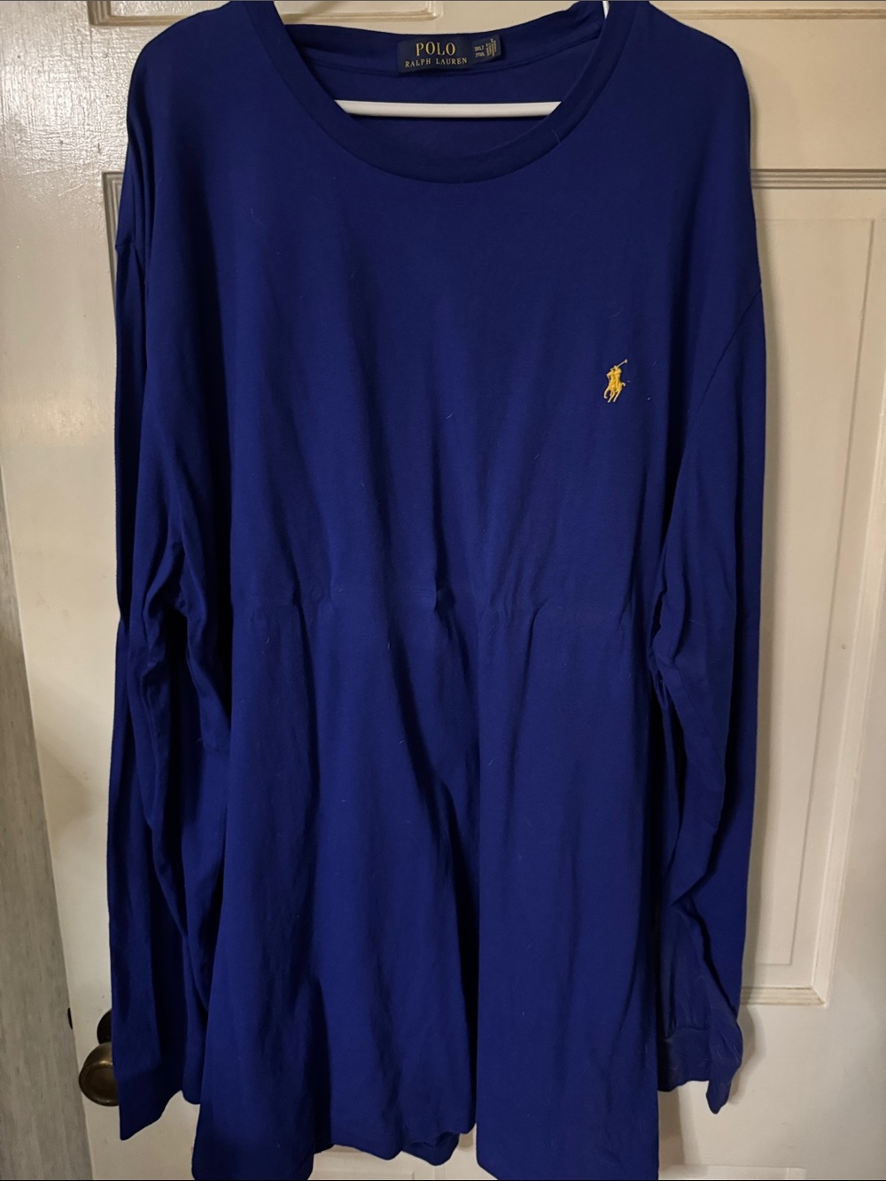 Polo by Ralph Lauren Long-Sleeve Crewneck Shirt in Deep Blue with Yellow Pony